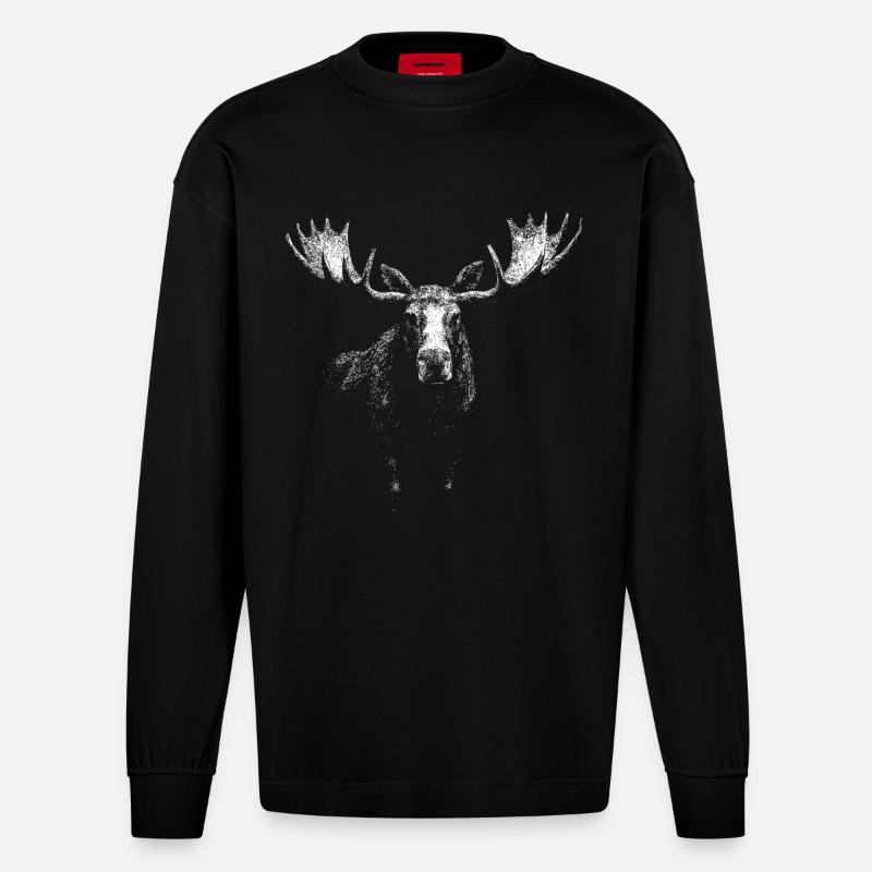 Elch - Heavyweight Oversized Organic Langarmshirt Made in EU - SOLID BLACK