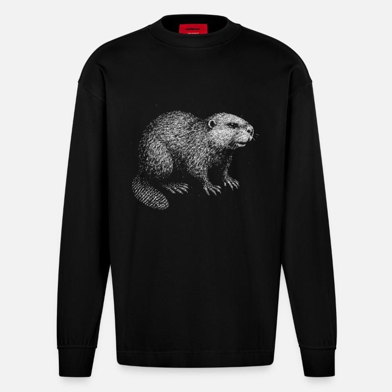 Ein Biber - Heavyweight Oversized Organic Langarmshirt Made in EU - SOLID BLACK