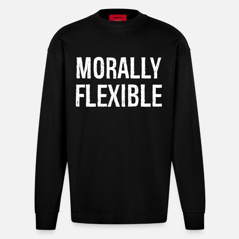 moralisch flexibel - Heavyweight Oversized Organic Langarmshirt Made in EU - SOLID BLACK