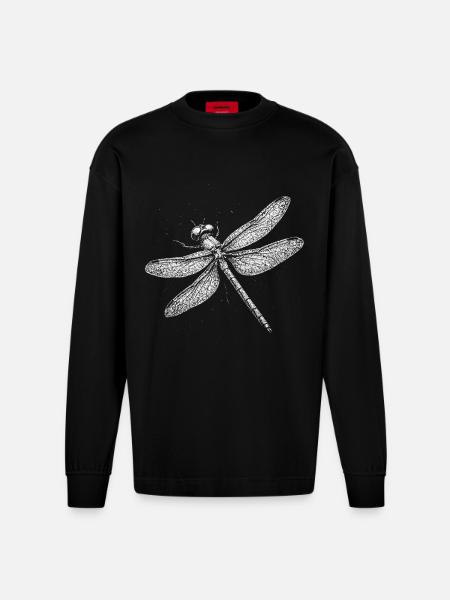 Dragonfly - Heavyweight Oversized Organic Longsleeve Shirt Made in EU - SOLID BLACK