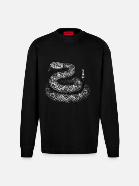 Snake - Heavyweight Oversized Organic Longsleeve Shirt Made in EU - SOLID BLACK