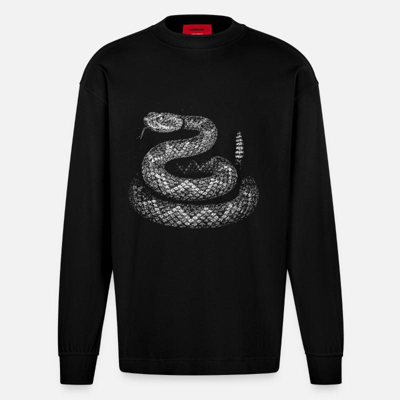 Snake - Heavyweight Oversized Organic Longsleeve Shirt Made in EU - SOLID BLACK