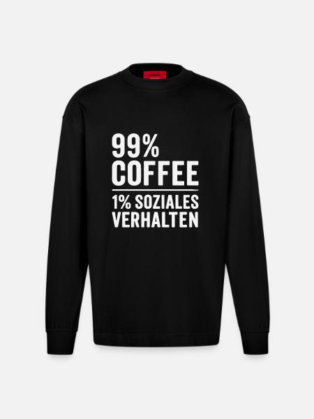 99% Coffee - Heavyweight Oversized Organic Longsleeve Shirt Made in EU - SOLID BLACK