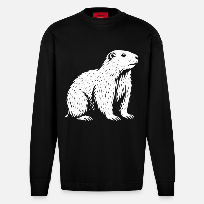 Roi de la Tranquillité Alpine - Manches longues bio épais oversize fabriqué en UE - SOLID BLACK
