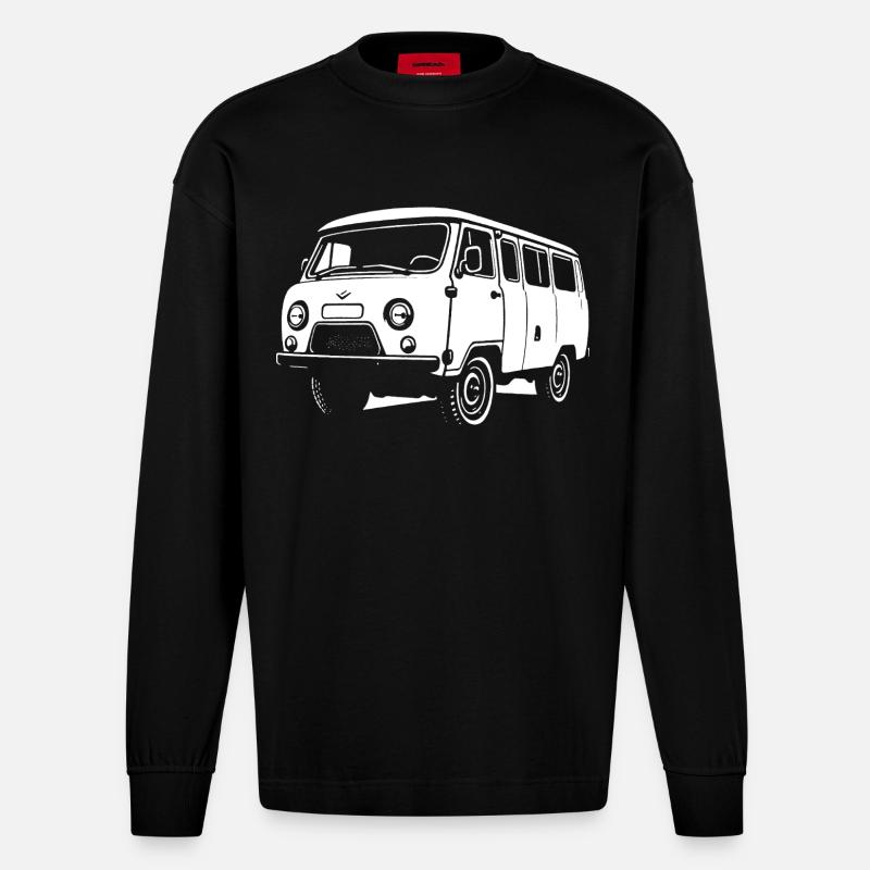 Brotbox auf Rädern - Heavyweight Oversized Organic Langarmshirt Made in EU - SOLID BLACK