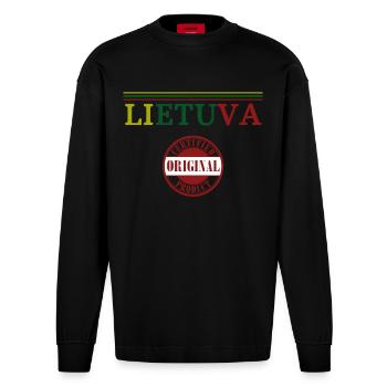 I love Lithuania, Lithuanian pride - Heavyweight Oversized Organic Longsleeve Shirt Made in EU - SOLID BLACK - Front