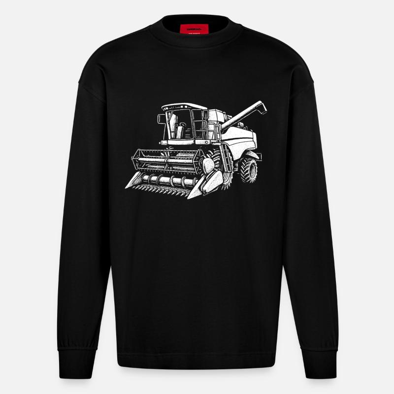 Géant des moissons en tournée - Manches longues bio épais oversize fabriqué en UE - SOLID BLACK