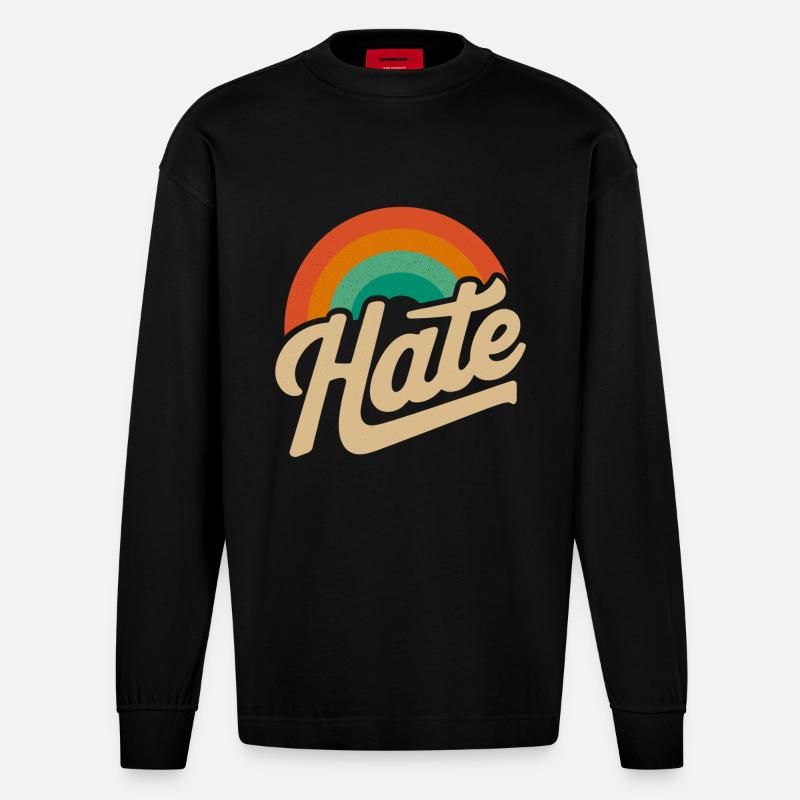Hate aber auf eine nette weise - Heavyweight Oversized Organic Langarmshirt Made in EU - SOLID BLACK