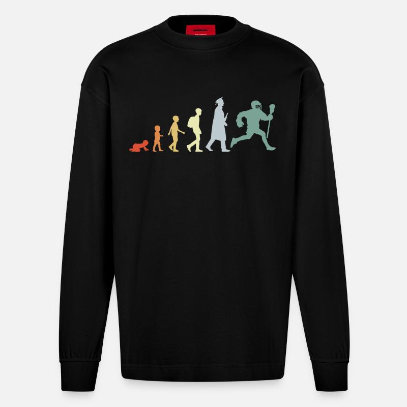 Evolution eines Lacrosse Spielers - Heavyweight Oversized Organic Langarmshirt Made in EU - SOLID BLACK