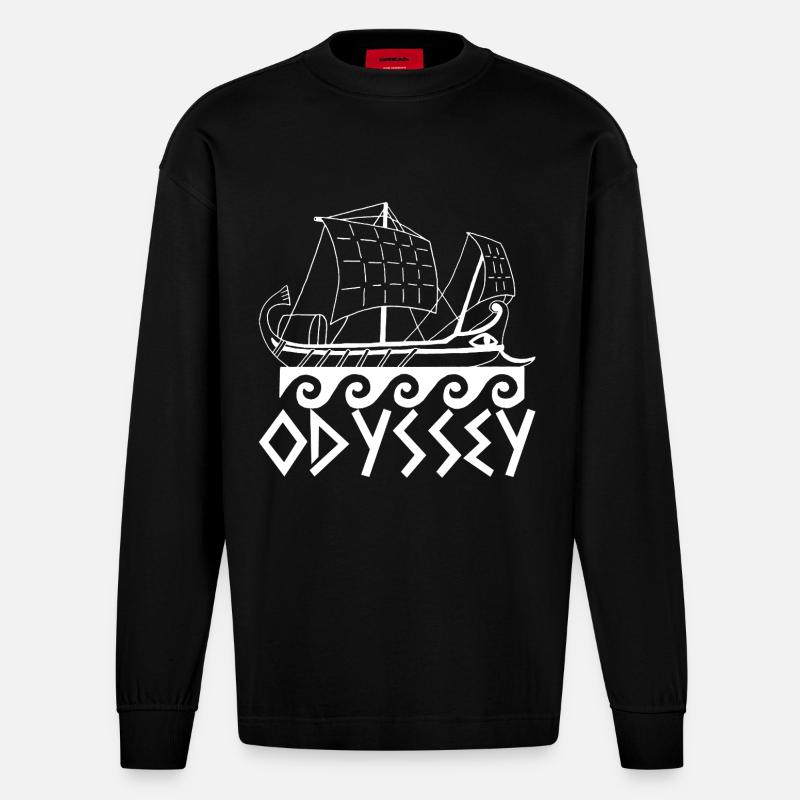 L'odyssée d'Ulysse (noir) - Manches longues bio épais oversize fabriqué en UE - SOLID BLACK