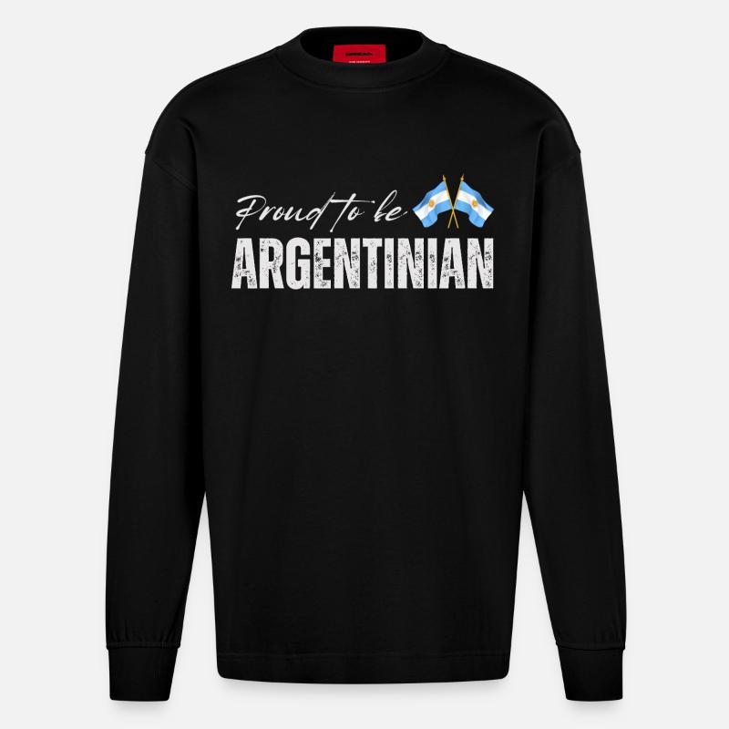 Stolzer Argentinier, ich liebe Argentinien - Heavyweight Oversized Organic Langarmshirt Made in EU - SOLID BLACK