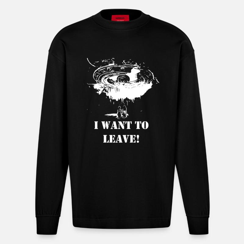 Take Me Away - Heavyweight Oversized Organic Langarmshirt Made in EU - SOLID BLACK
