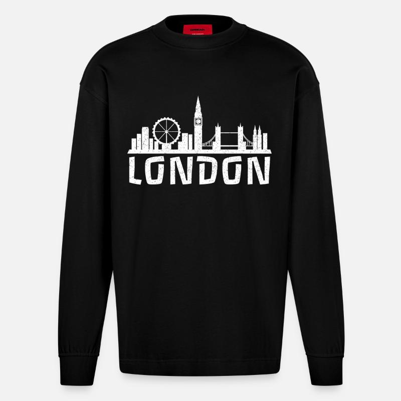 London Calling - Heavyweight Oversized Organic Langarmshirt Made in EU - SOLID BLACK