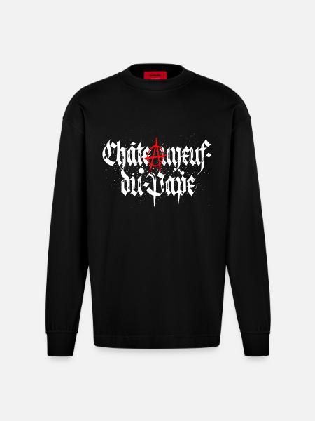 Chateauneuf-du-pape_anarchie - Heavyweight Oversized Organic Longsleeve Shirt Made in EU - SOLID BLACK