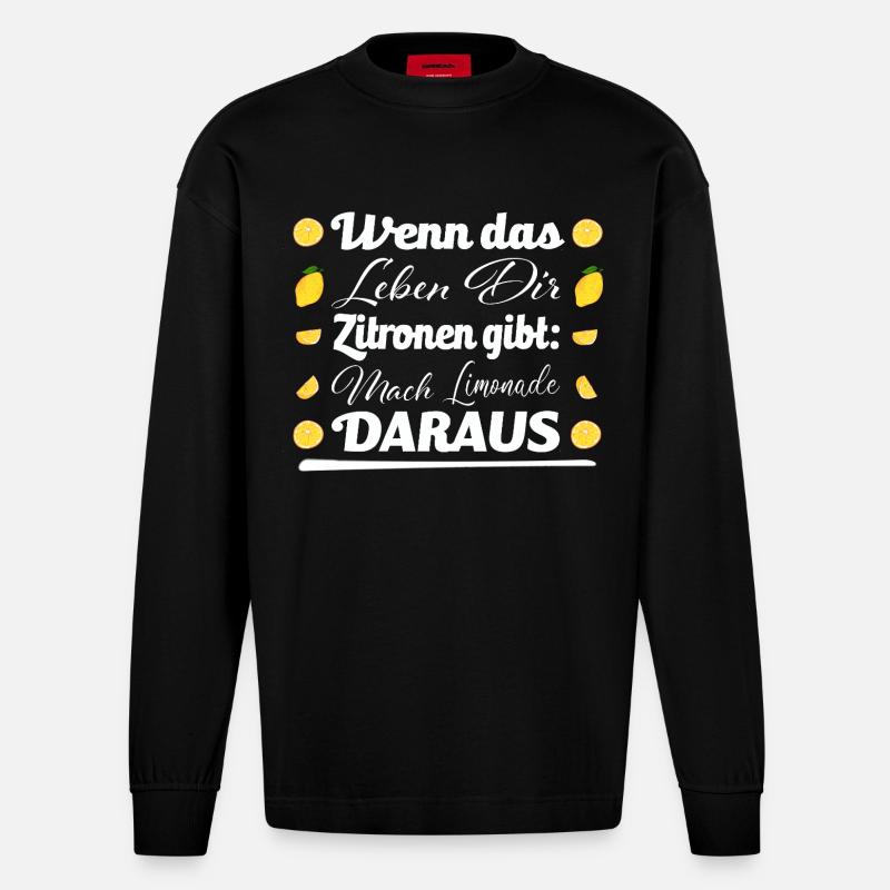 Zitronen und Limonade - Heavyweight Oversized Organic Langarmshirt Made in EU - SOLID BLACK