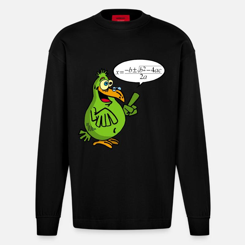 Intelligenter Vogel - Heavyweight Oversized Organic Langarmshirt Made in EU - SOLID BLACK