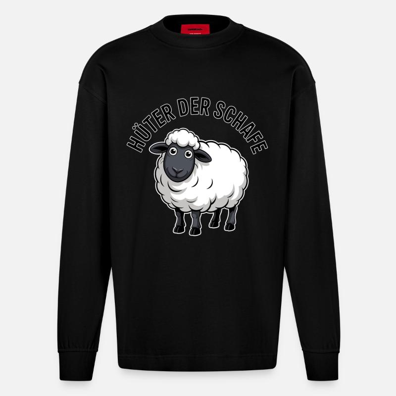 Hüter der Schafe - Heavyweight Oversized Organic Langarmshirt Made in EU - SOLID BLACK