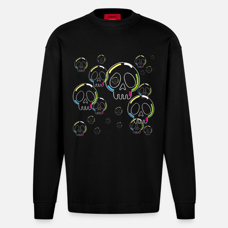 Seltsame Seifenschädel - Heavyweight Oversized Organic Langarmshirt Made in EU - SOLID BLACK