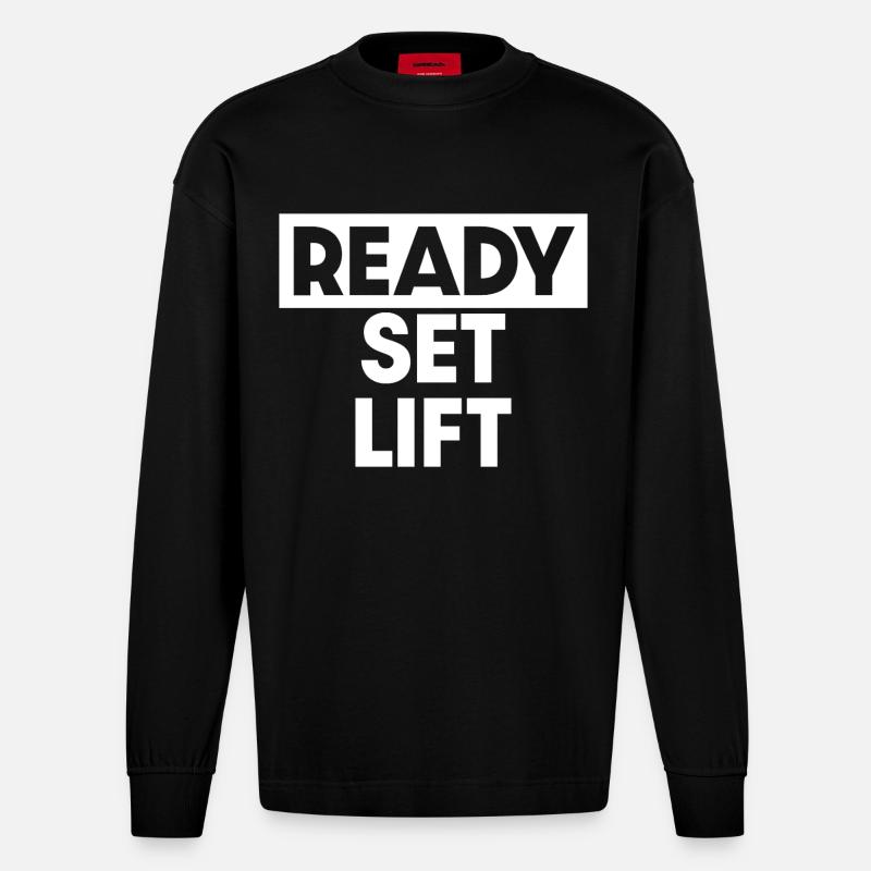 Ready Set Lift - Heavyweight Oversized Organic Langarmshirt Made in EU - SOLID BLACK