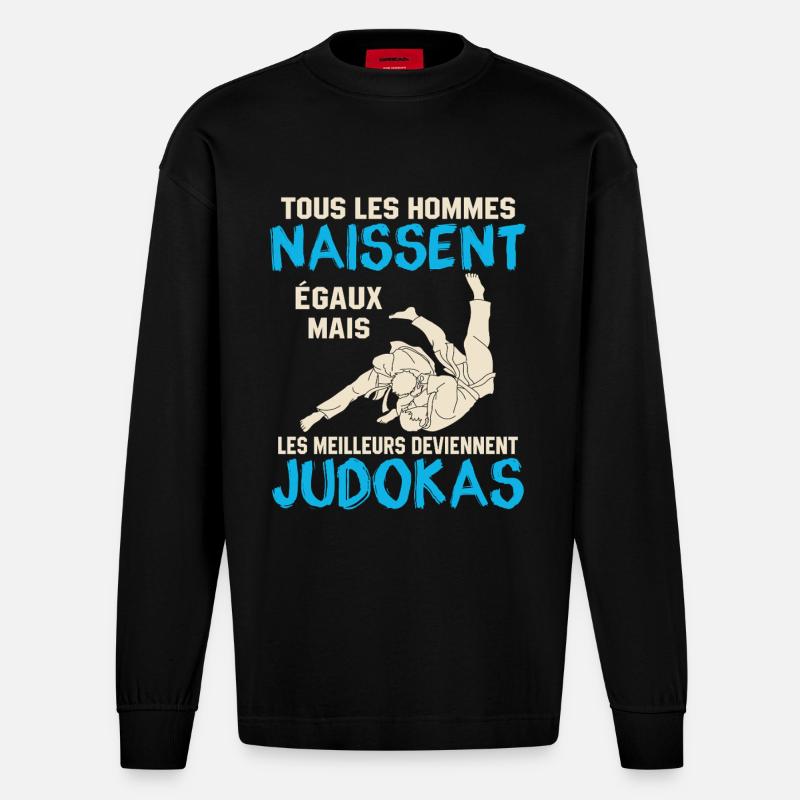 Judo Geschenk - Heavyweight Oversized Organic Langarmshirt Made in EU - SOLID BLACK