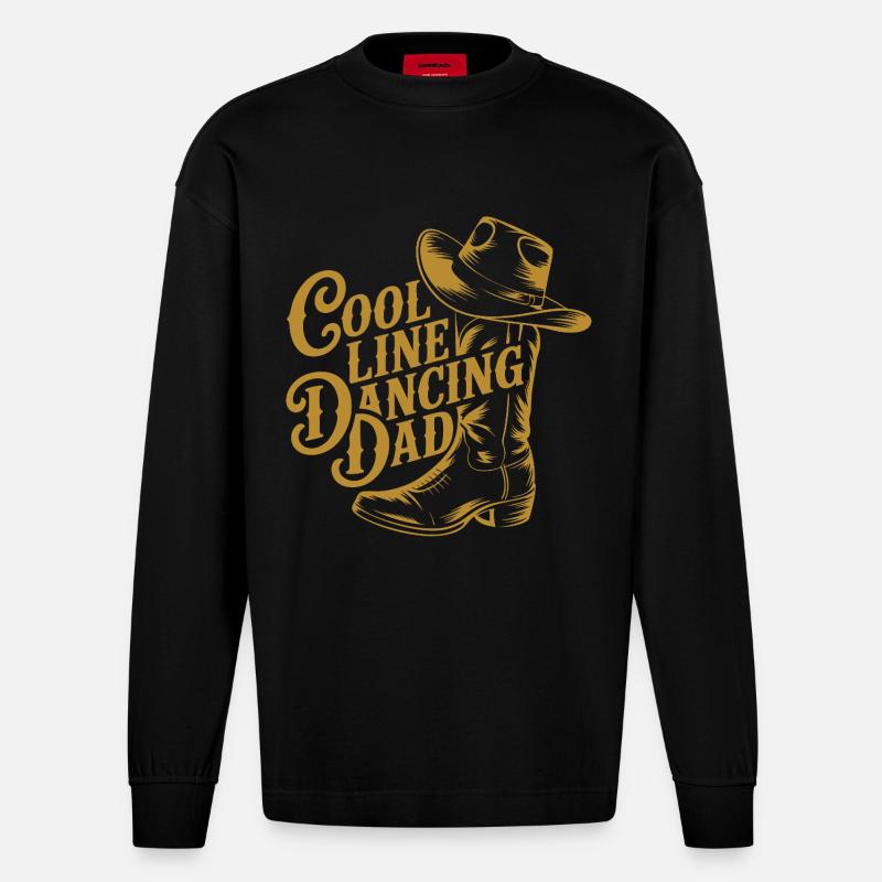 Line dance dad cool dancing dad - Heavyweight Oversized Organic Longsleeve Shirt Made in EU - SOLID BLACK