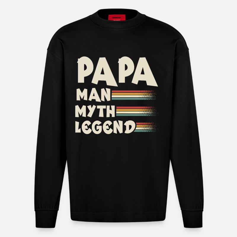 Papa Vater - Heavyweight Oversized Organic Langarmshirt Made in EU - SOLID BLACK