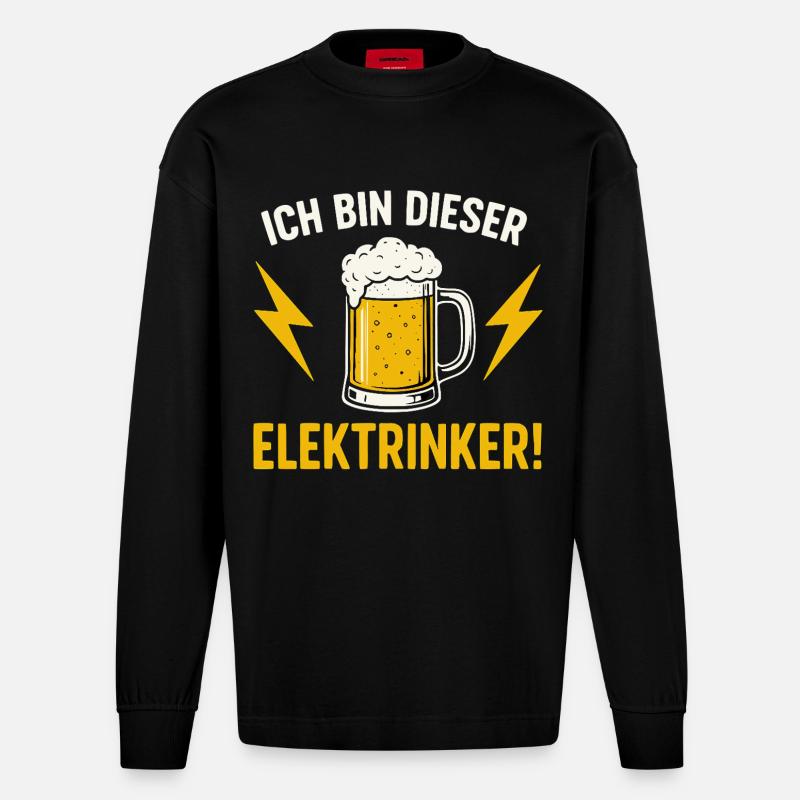 Elektrinker - Heavyweight Oversized Organic Langarmshirt Made in EU - SOLID BLACK