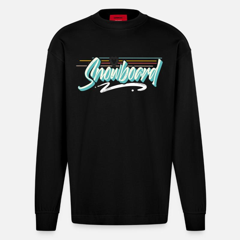Snowboard - Heavyweight Oversized Organic Langarmshirt Made in EU - SOLID BLACK