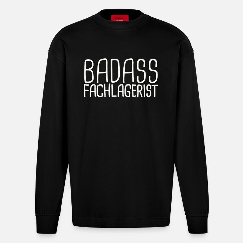 Fachlagerist Badass - Heavyweight Oversized Organic Langarmshirt Made in EU - SOLID BLACK