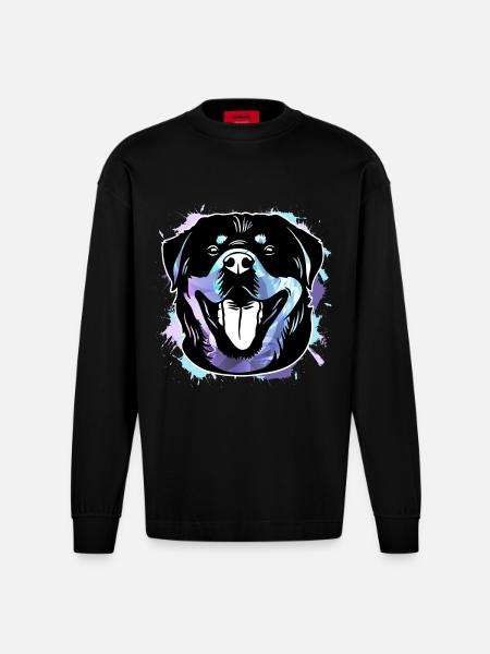 Rottweiler - Heavyweight Oversized Organic Longsleeve Shirt Made in EU - SOLID BLACK