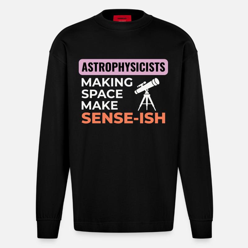 Science de l’espace Humour Design - Manches longues bio épais oversize fabriqué en UE - SOLID BLACK