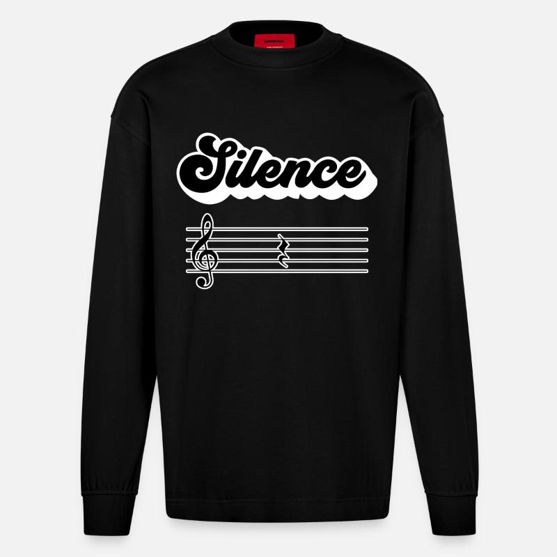 Silence Solfeggio Geschenk Musikermusik - Heavyweight Oversized Organic Langarmshirt Made in EU - SOLID BLACK