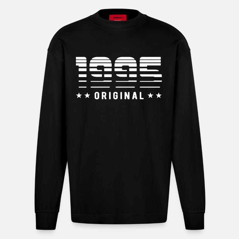 Original 1995 Édition Limitée - Anniversaire - Manches longues bio épais oversize fabriqué en UE - SOLID BLACK
