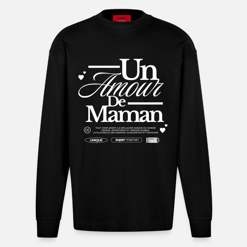 Die Liebe einer Mutter - Heavyweight Oversized Organic Langarmshirt Made in EU - SOLID BLACK