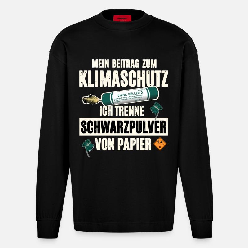 Pyrotechniker Pyro - Heavyweight Oversized Organic Langarmshirt Made in EU - SOLID BLACK