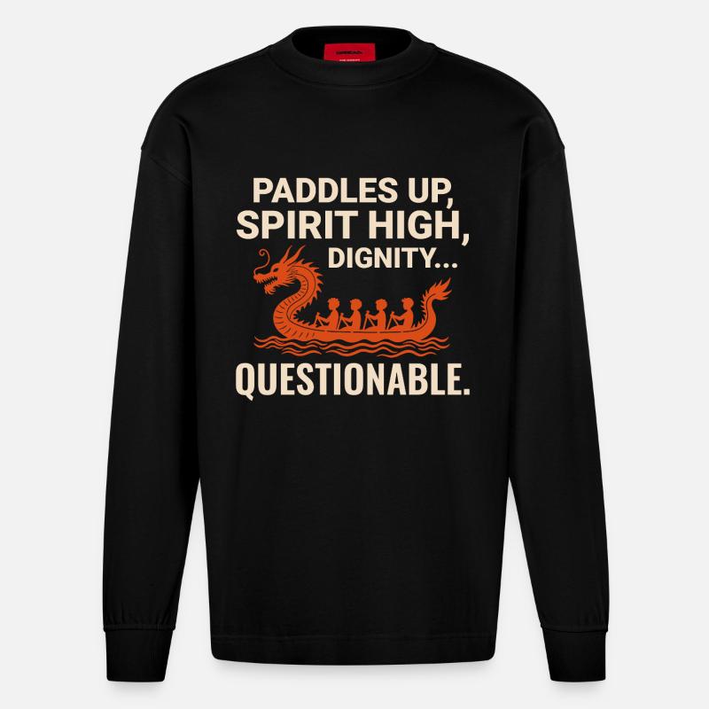 Équipage de course de bateaux-dragons - Manches longues bio épais oversize fabriqué en UE - SOLID BLACK