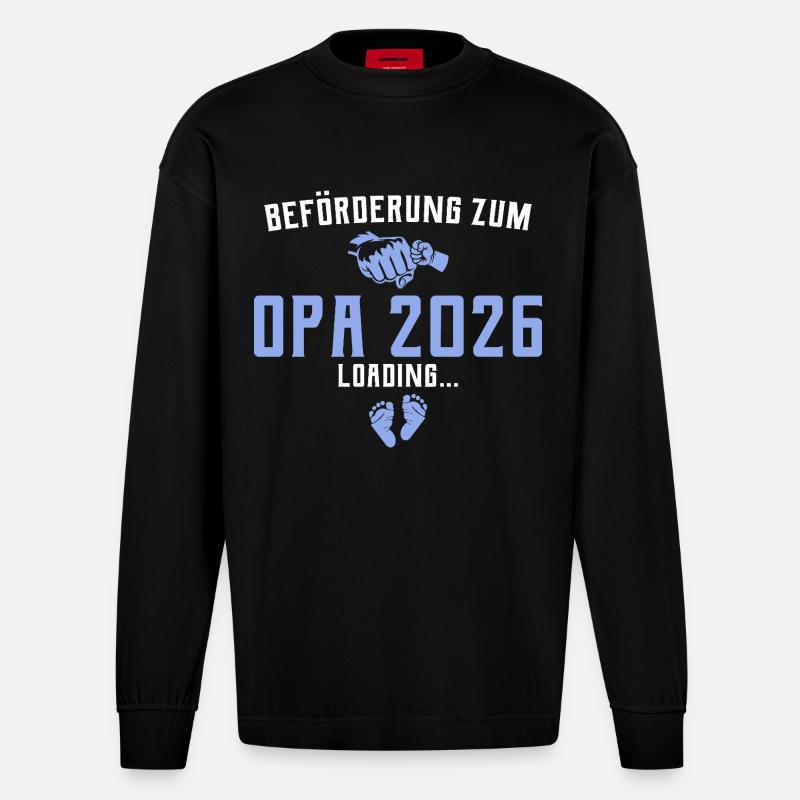 Beförderung zum Opa 2026 loading - Heavyweight Oversized Organic Langarmshirt Made in EU - SOLID BLACK