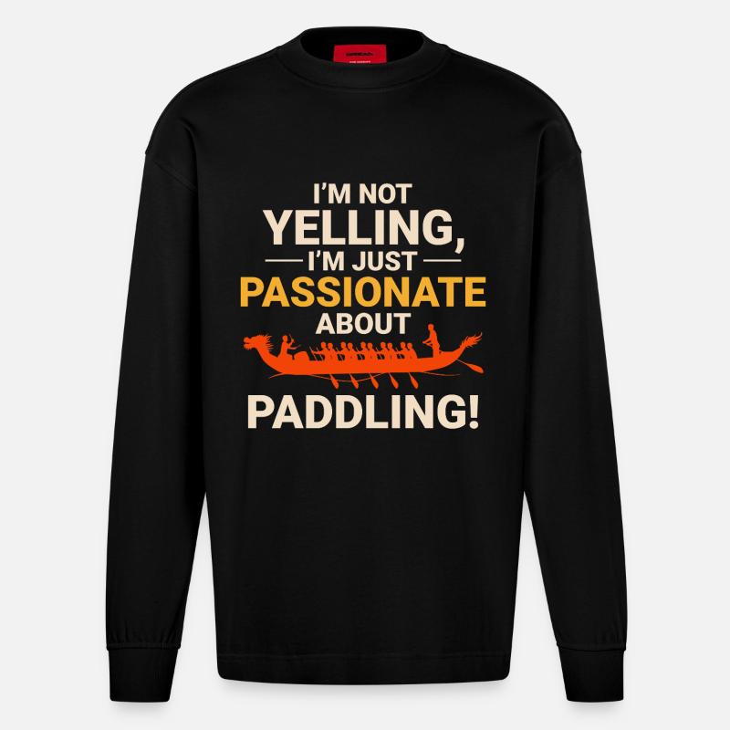 Équipage de course de bateaux-dragons - Manches longues bio épais oversize fabriqué en UE - SOLID BLACK