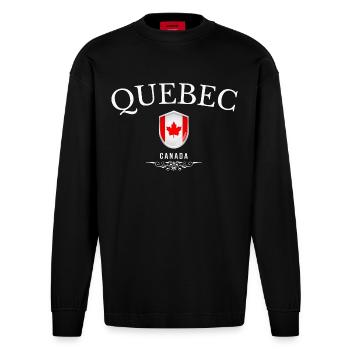 Quebec Canada, souvenir Quebec - Heavyweight Oversized Organic Longsleeve Shirt Made in EU - SOLID BLACK - Front