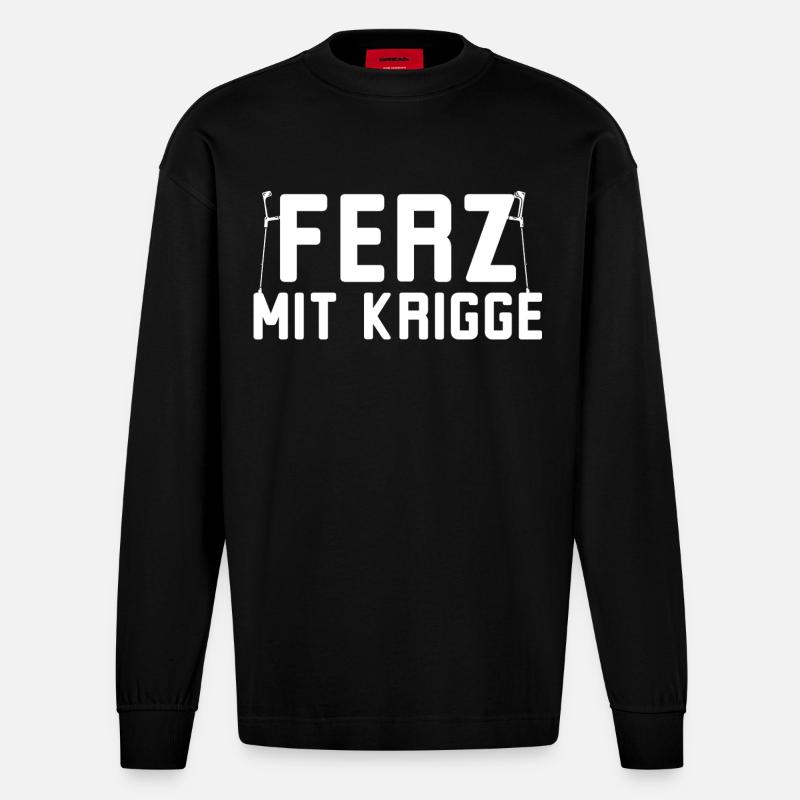Ferz avec Krigge Dialecte hessois - Manches longues bio épais oversize fabriqué en UE - SOLID BLACK