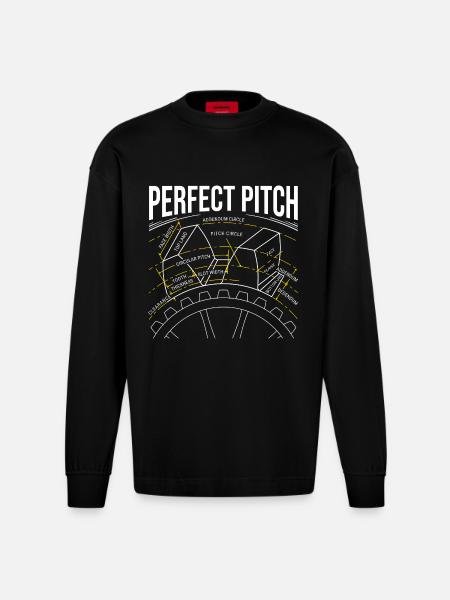 Gear Teeth Anatomy – Perfect Pitch Edition - Heavyweight Oversized Organic Longsleeve Shirt Made in EU - SOLID BLACK