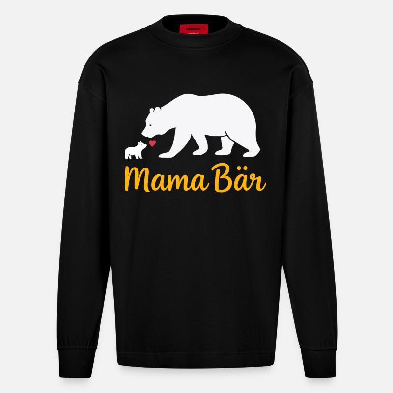 Future Maman MAMA BEAR Rétro Drôle - Manches longues bio épais oversize fabriqué en UE - SOLID BLACK