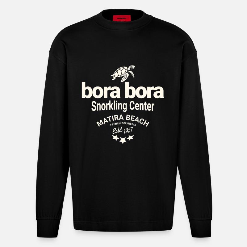 Bora Bora Tauchen - Heavyweight Oversized Organic Langarmshirt Made in EU - SOLID BLACK