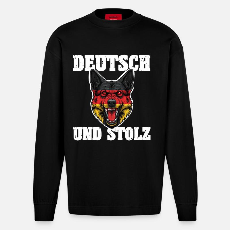 Deutscher Schäferhund - Heavyweight Oversized Organic Langarmshirt Made in EU - SOLID BLACK