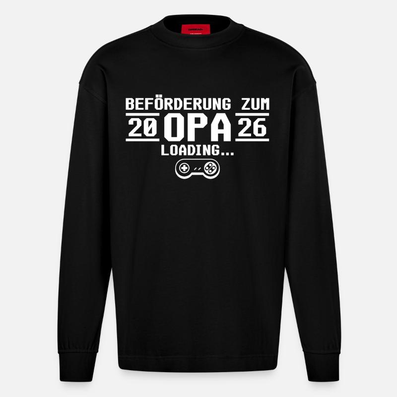 Werdender Opa 2026 loading - Großvater - Heavyweight Oversized Organic Langarmshirt Made in EU - SOLID BLACK