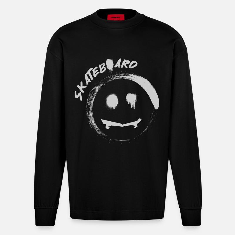 Skateboard - Heavyweight Oversized Organic Longsleeve Shirt Made in EU - SOLID BLACK