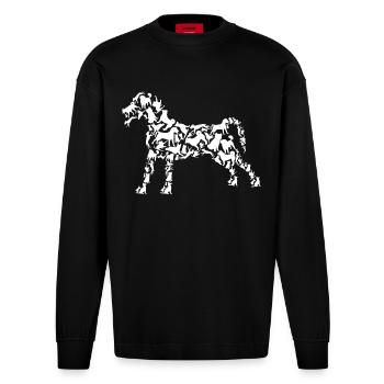 Hund Zeichnung - Heavyweight Oversized Organic Langarmshirt Made in EU - SOLID BLACK - Vorne
