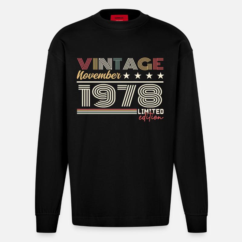 November 1978 - Heavyweight Oversized Organic Langarmshirt Made in EU - SOLID BLACK