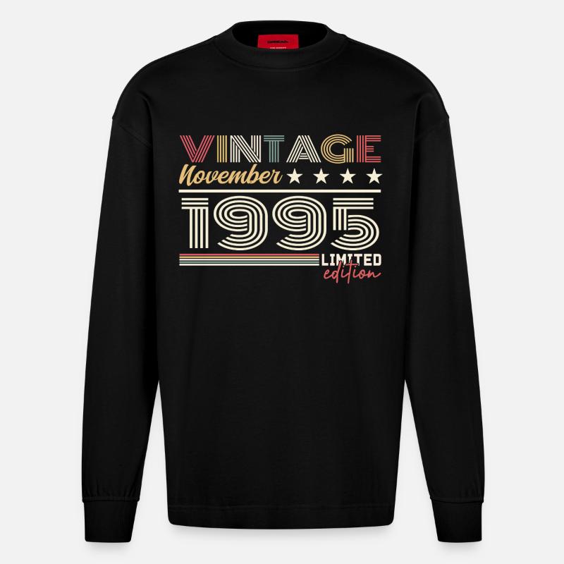 November 1995 - Heavyweight Oversized Organic Langarmshirt Made in EU - SOLID BLACK