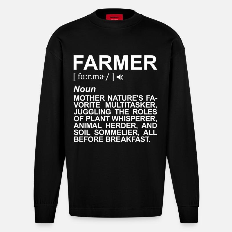 Bauer Begriffserklärung - Heavyweight Oversized Organic Langarmshirt Made in EU - SOLID BLACK